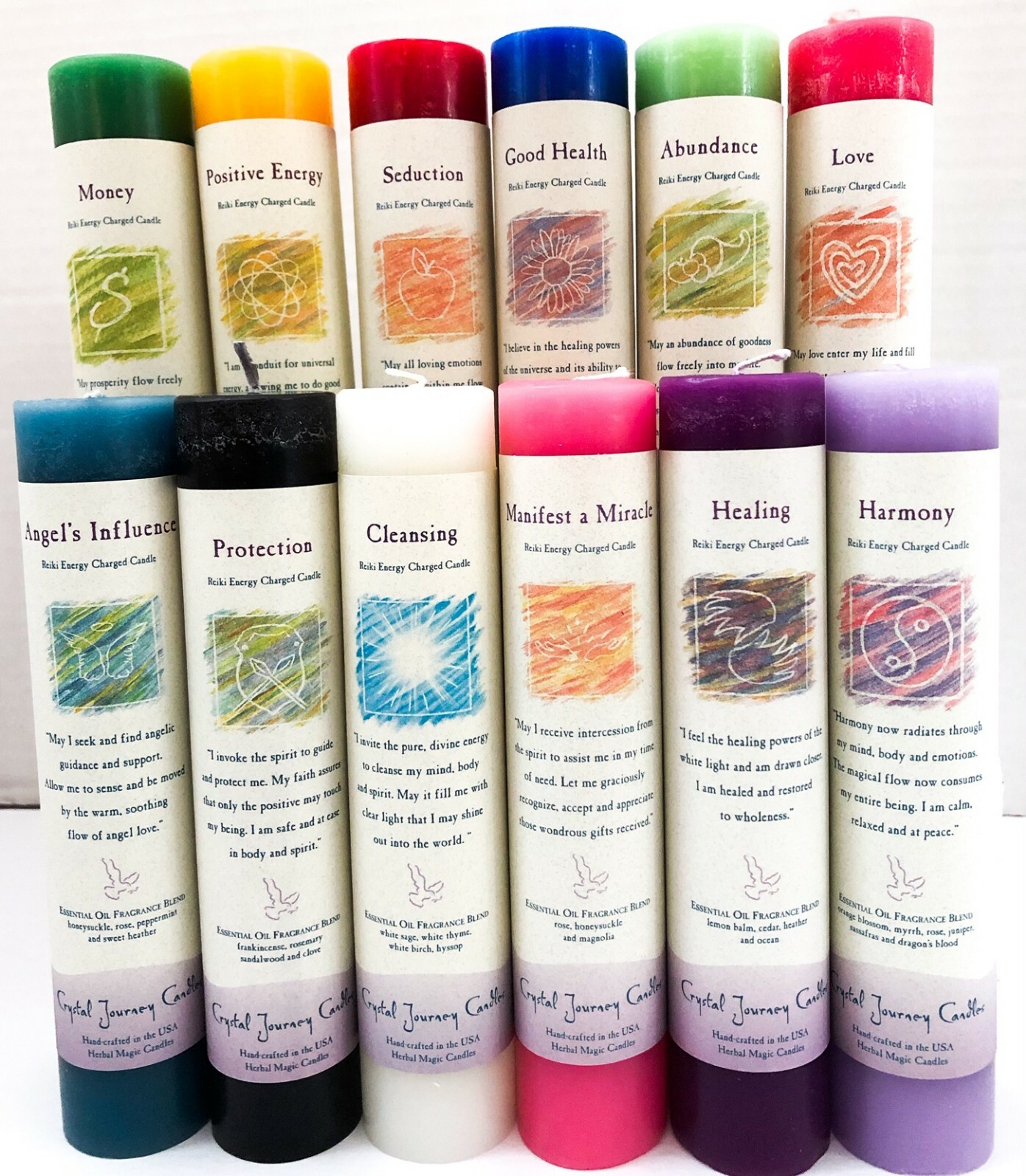 Crystal Journey Reiki Charged Candle – Herbal Magic Pillar – Free Shipping!