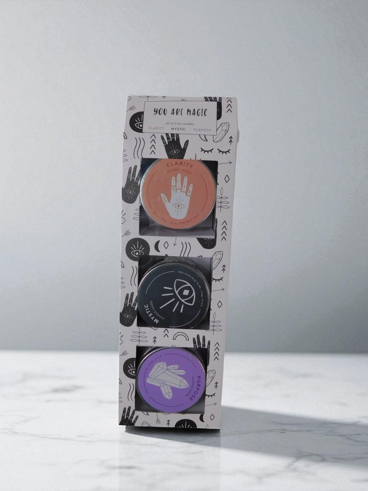 You Are Magic Scented Candle Set 3 Tin Clarity Mystic Purpose Crystals Gift Deco