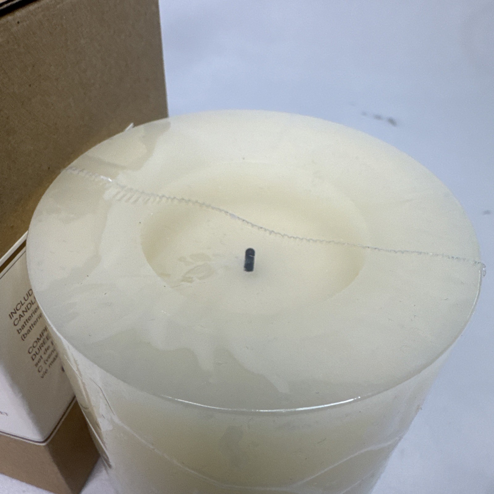 Pottery Barn Flameless Pillar Candle Ivory 4 X 3.25” New Sealed