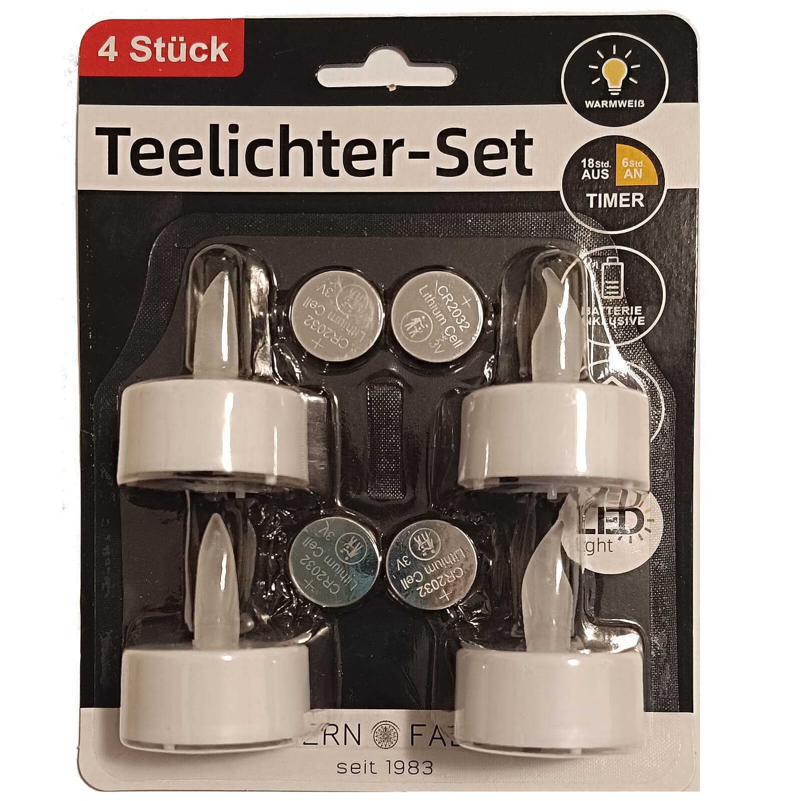 2/4/10 LED tea lights with timer function warm white incl. batteries CR2032