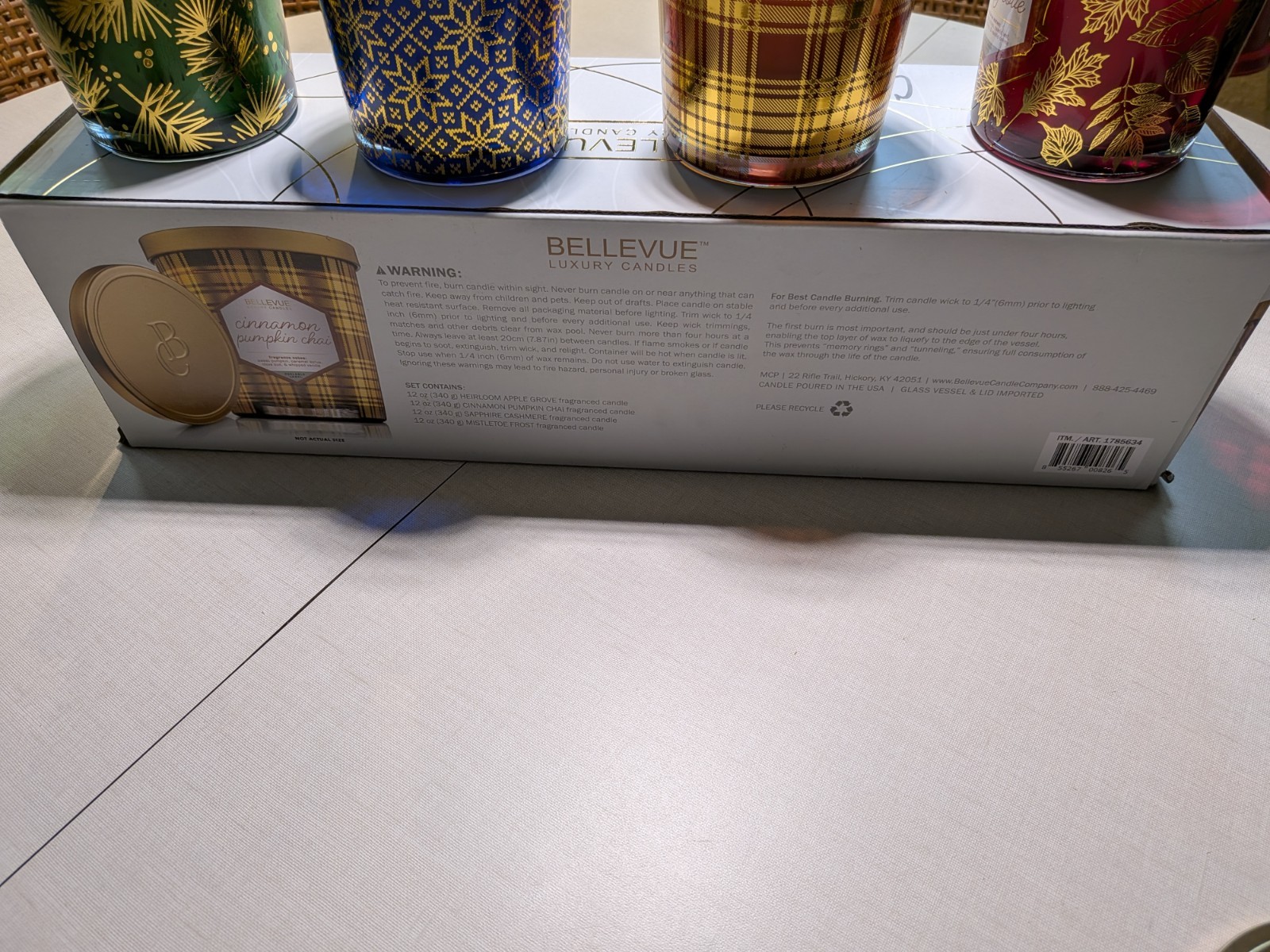 Set Of 4 Bellevue Luxury Soy Blend 12 Oz Candles, New In Box