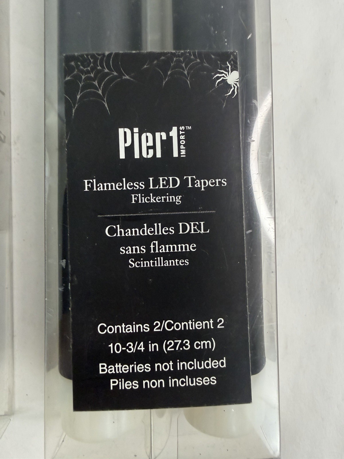 (4) Pier 1 Flameless Flickering LED Taper 10-3/4In Candles Black Silver Glitter