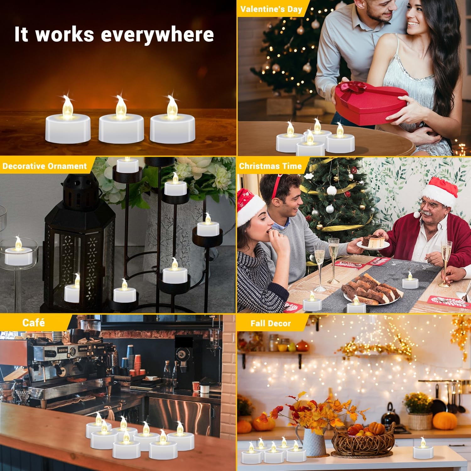 LED Tea Lights – 12 Pack Flameless Battery Operated Candles, 200+ Hours Flick…