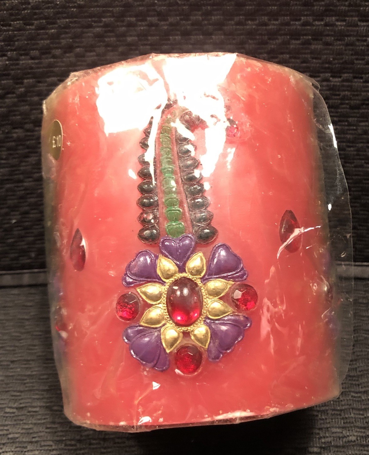 Mughal Jewel Candle Pillar Rare Opulent Vintage Decorative Bejeweled India
