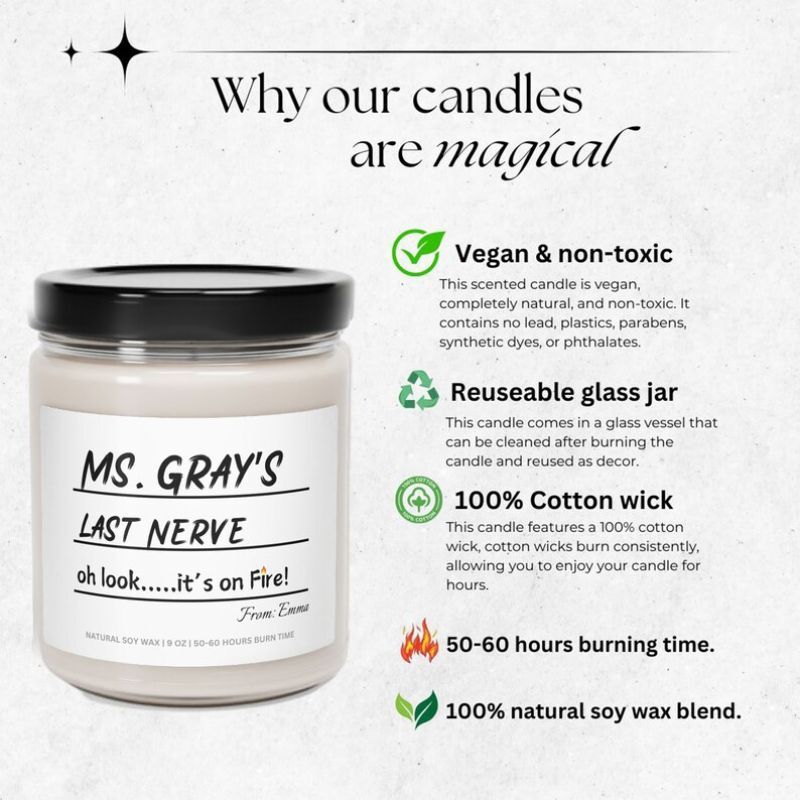 Custom Teacher’s Last Nerve Candle Personalized Candle Back to School
