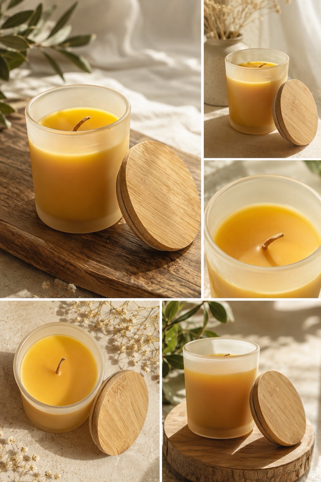Handmade 6 oz Pure ColoradoBeeswax Candle in Frosted Glass Jar Natural Non Toxic