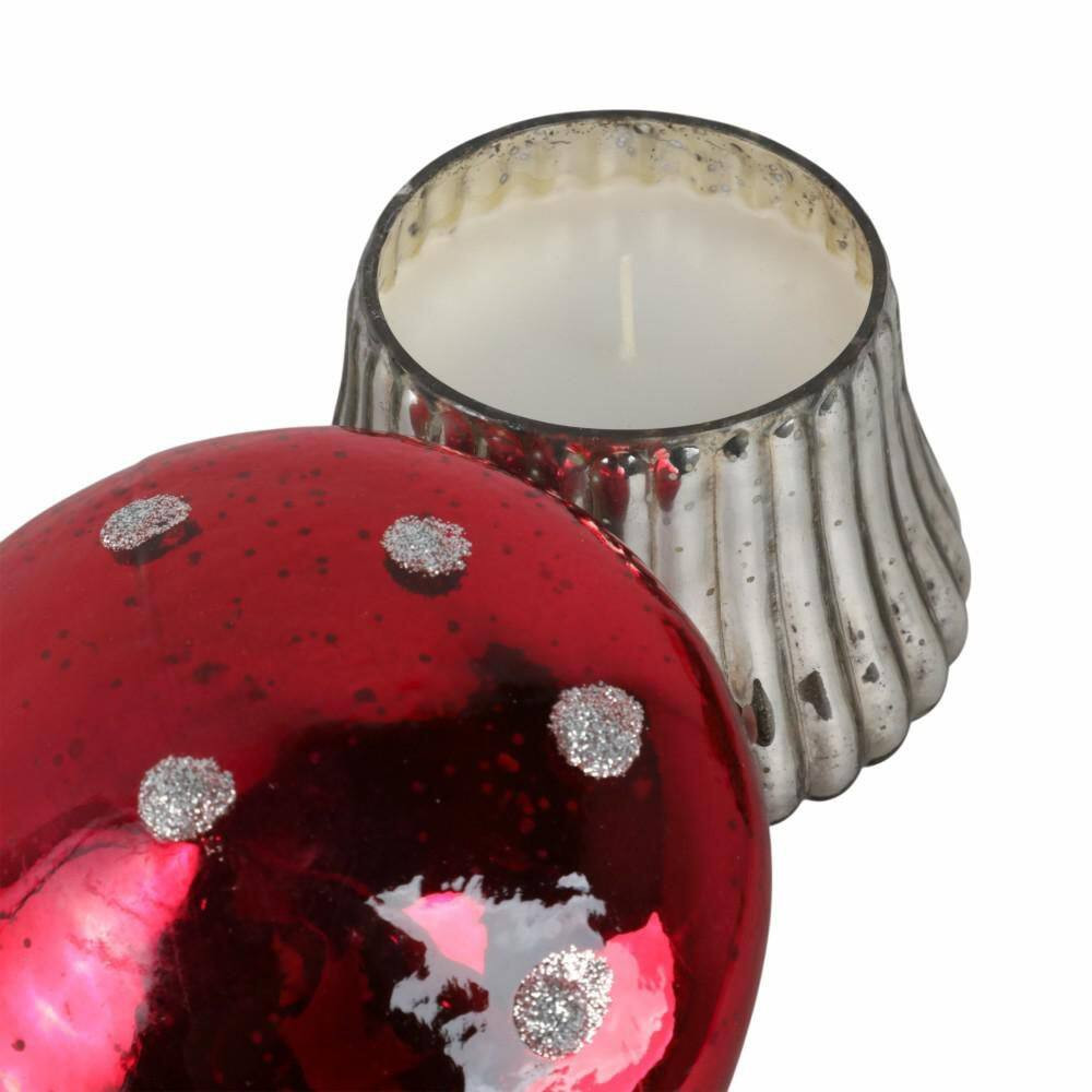 6 In. Red Glass Cinnamon Mushroom Candle 12 Oz