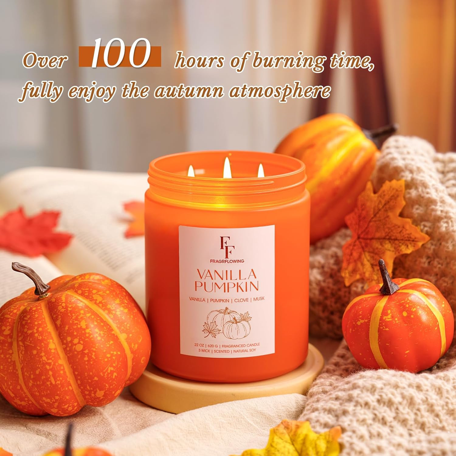 Large Scented Candle 22 oz 3 Wick Soy Wax Gift Candle Size Options