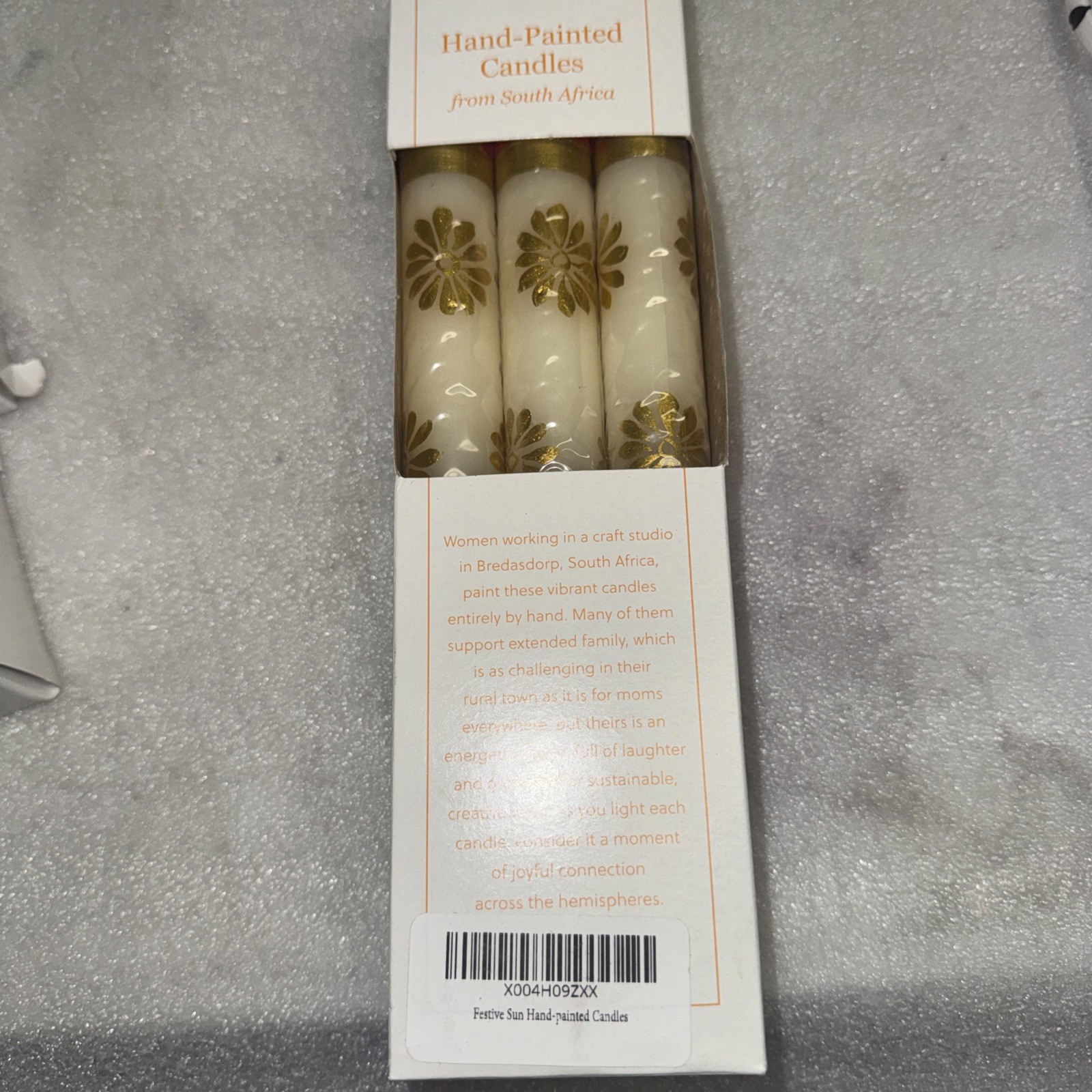 Petalura Hand-Painted Candles Set of 6 – Ivory & Gold – Made in South Africa