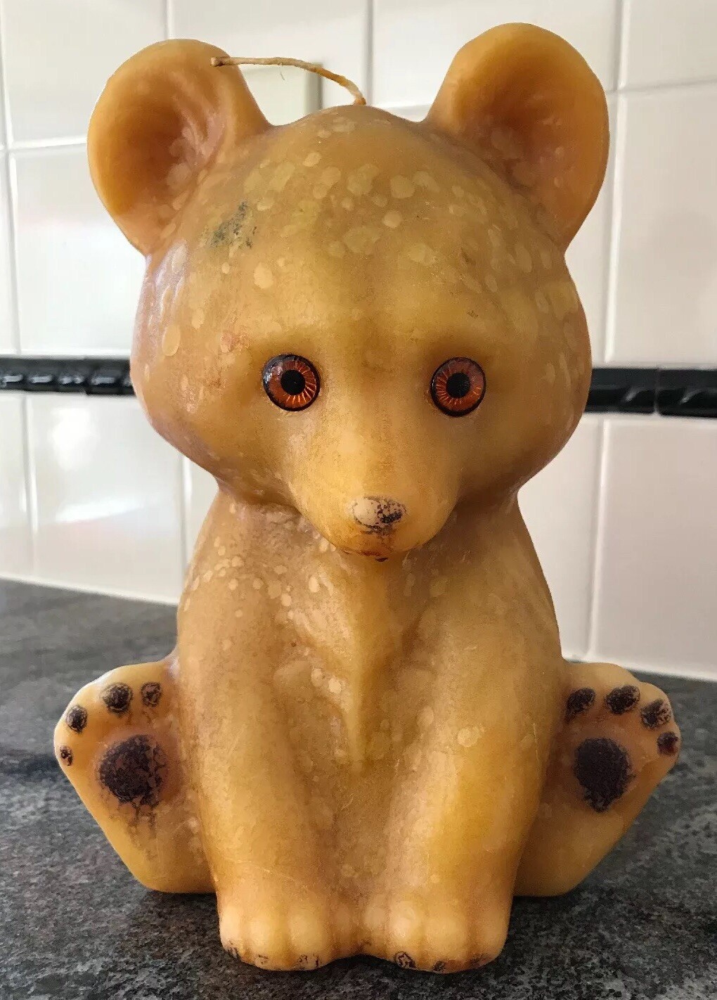 1970s Yellow Bear Candle Wax Large Retro Hippie Mountains Nature Cub VTG Vintage