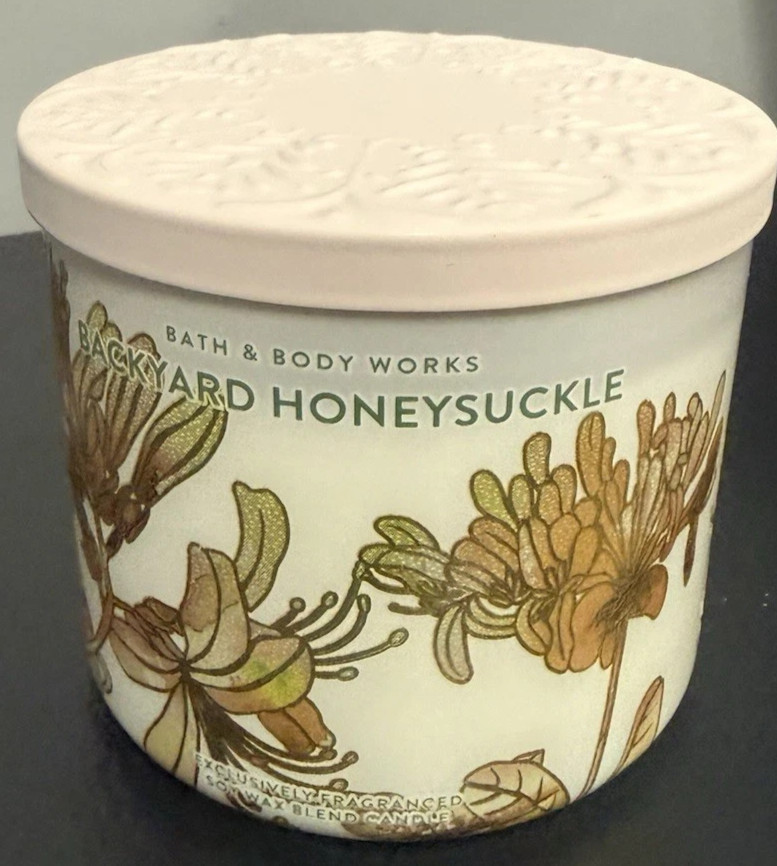 Bath & Body Works Backyard Honeysuckle Candle Scented 3-Wick NEW 2026