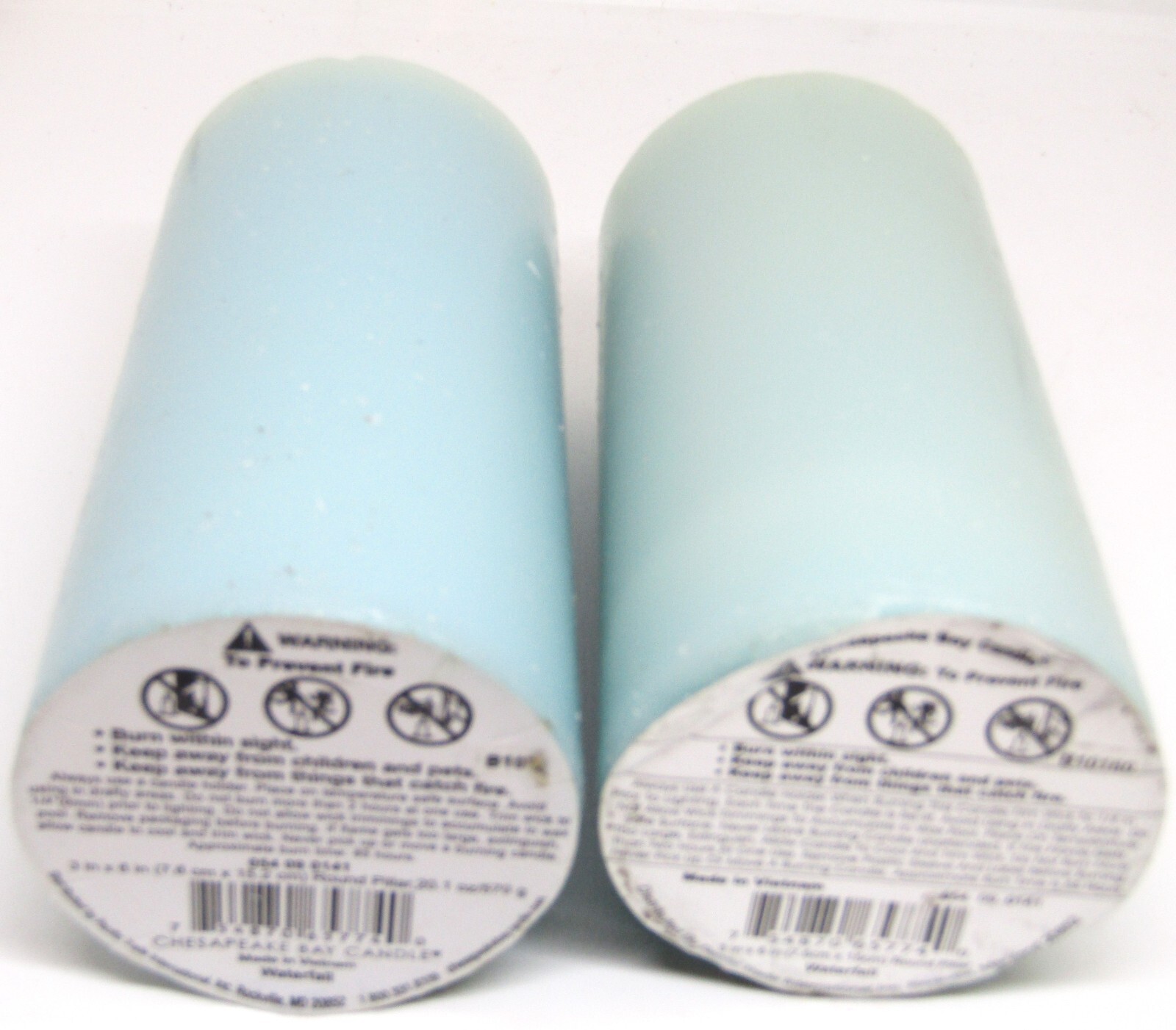 Chesapeake Bay 6″X 3″ Blue Pillar Candle, Set of 2. No Packaging.