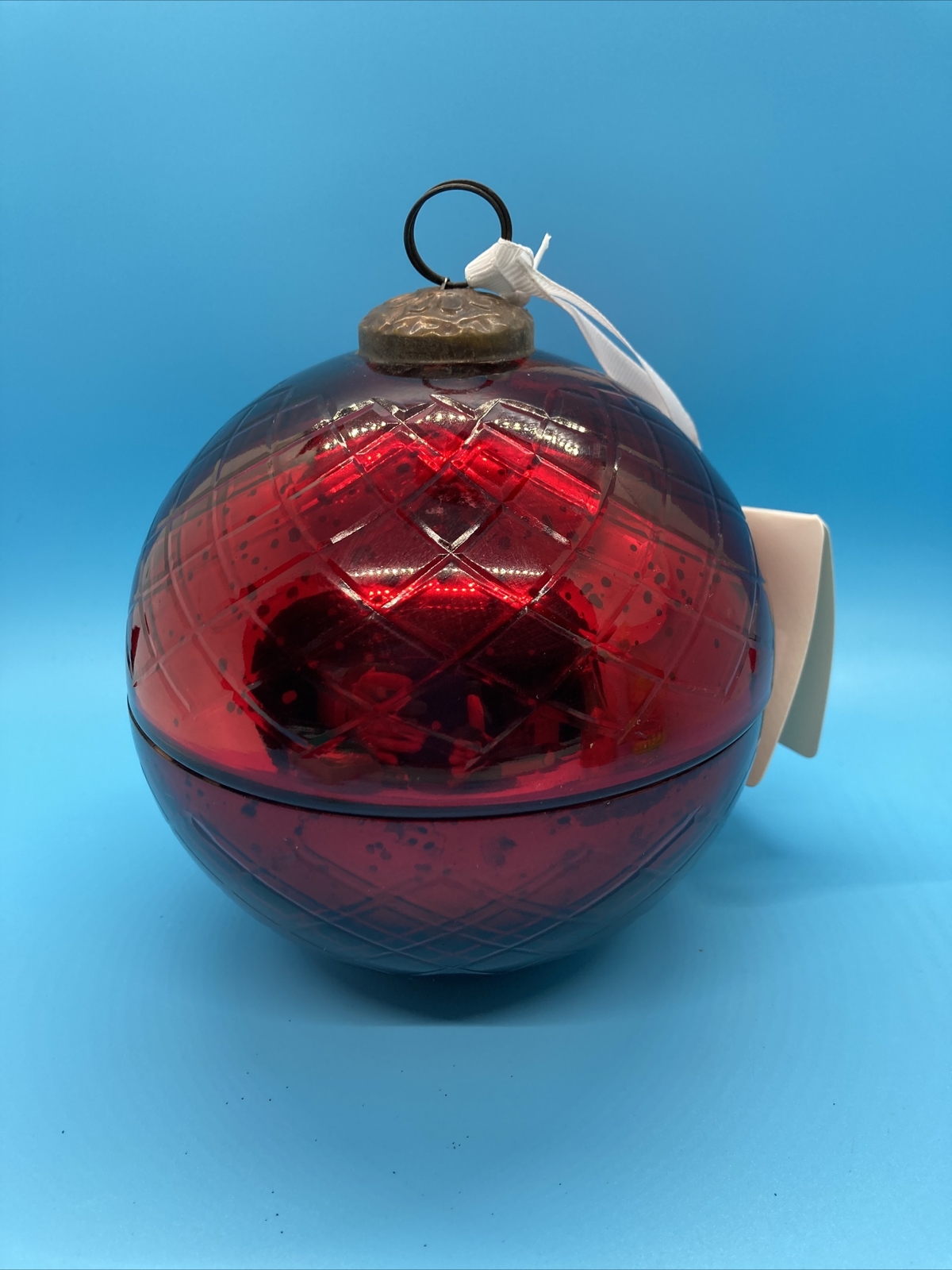 Hallmark Red Mercury Glass Bougie Candle 5” Scented Fresh Cut Pine 10oz