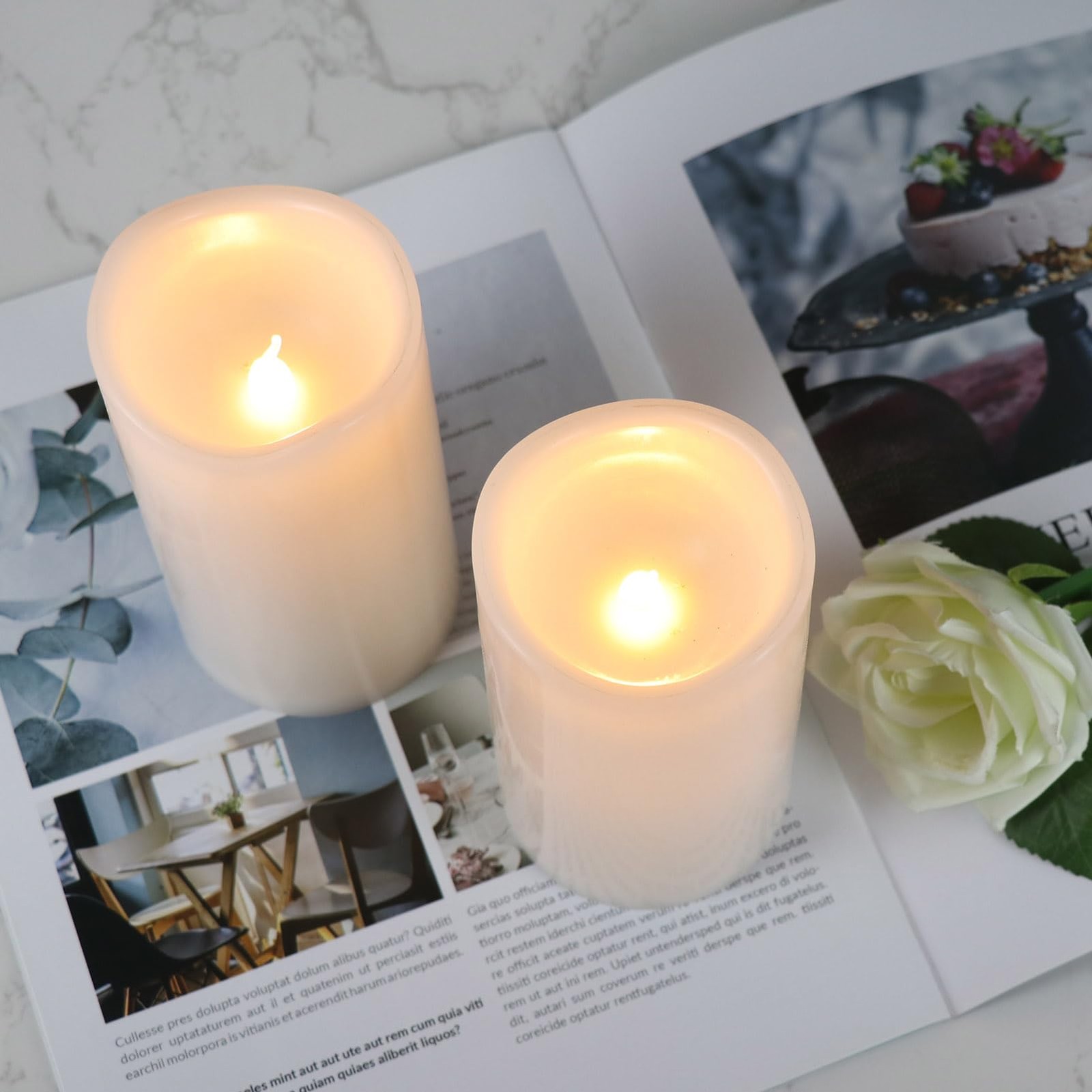 3″ x 6″Outdoor Flameless Flickering Candles with 6 Hour Timer, 3 AAA Batterie…