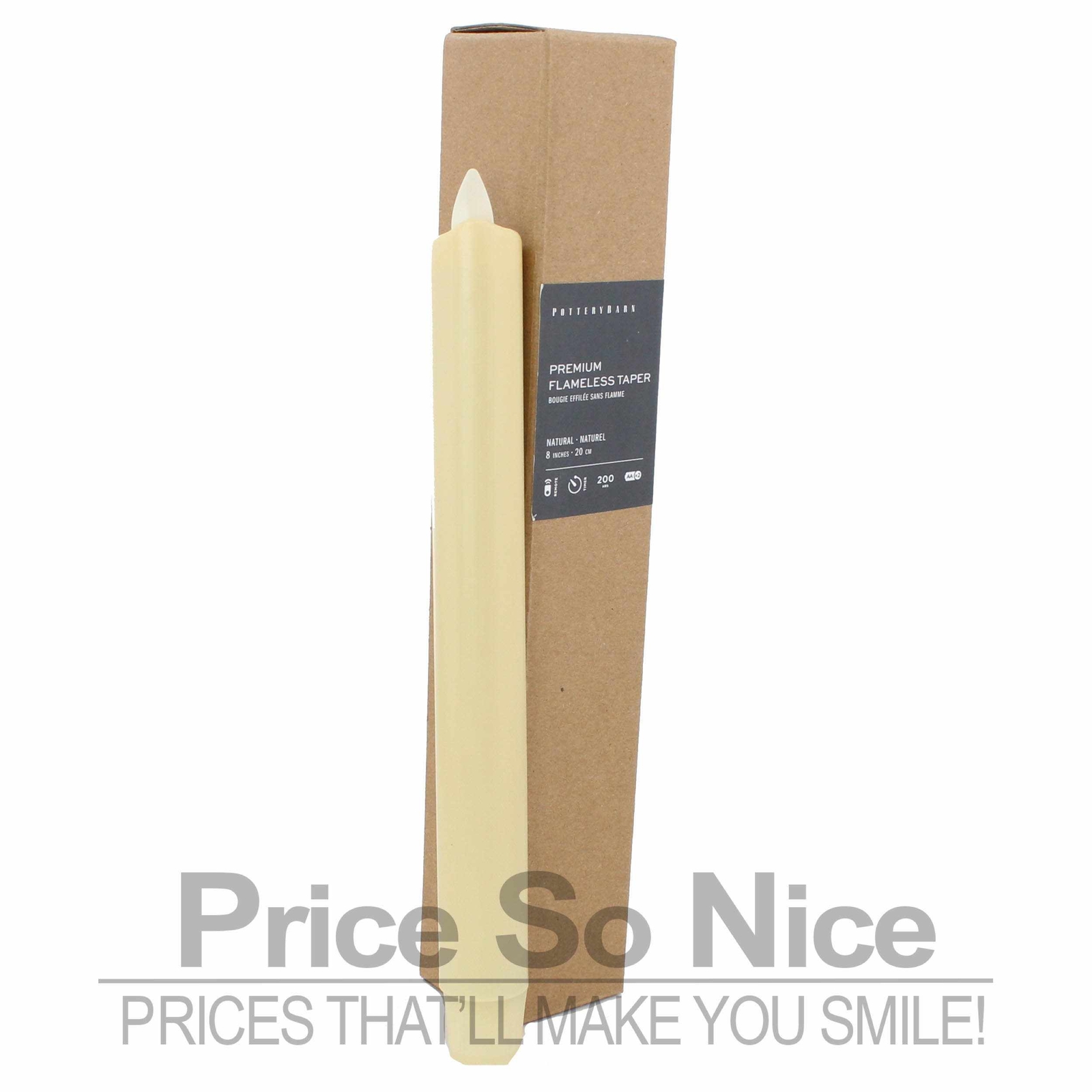 Pottery Barn Flickering Flameless Natual Taper Candle – 8″ – MSRP $59 – New