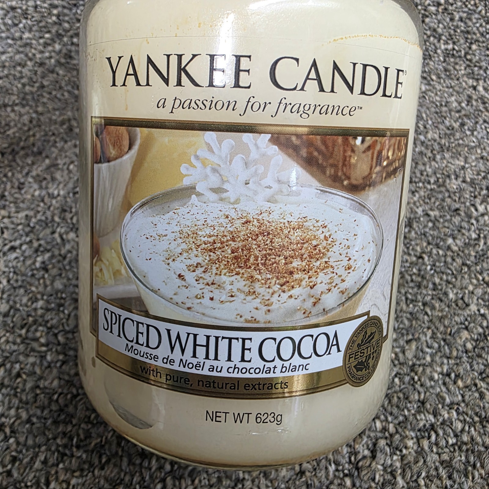 Yankee Candle Spiced White Cocoa 623g Large Rare Hard To Find ( Barely Used)