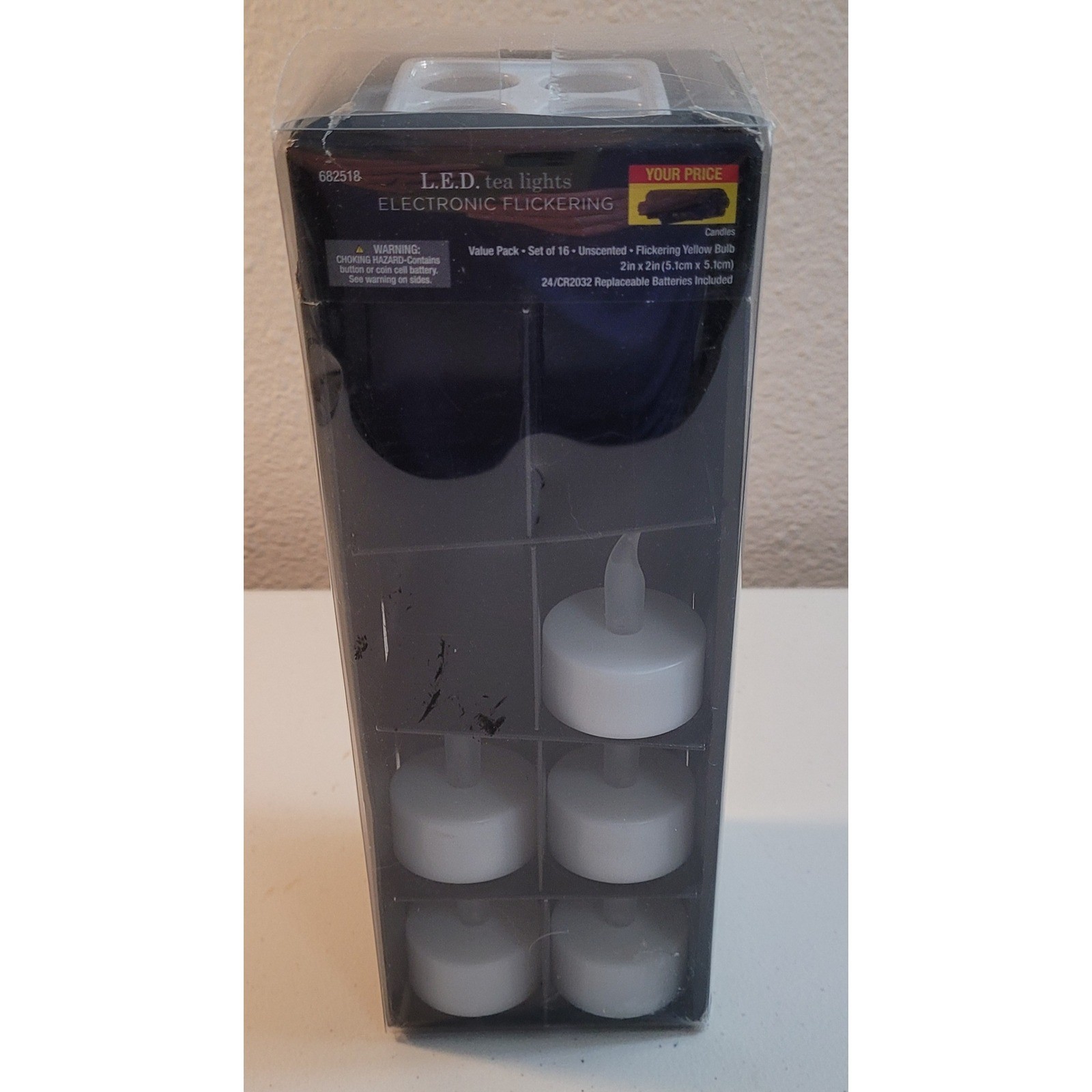 LED Tea Lights Electronic Flickering Unscented Yellow Bulb 13 Pack New White
