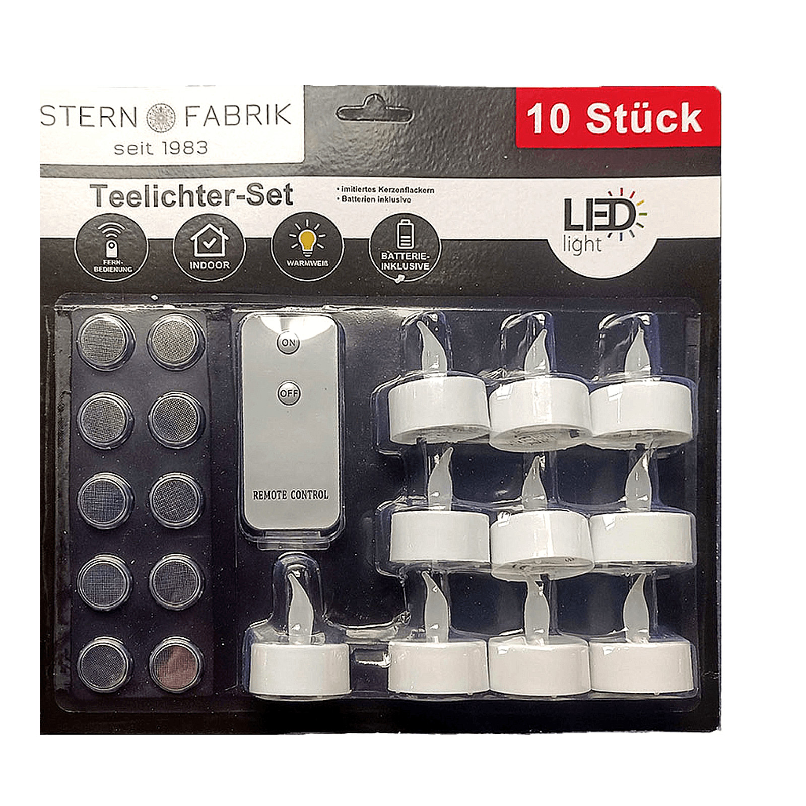 LED Tea Light Set of 10 incl Remote Control Warm White incl. Batteries CR2032 10x #22