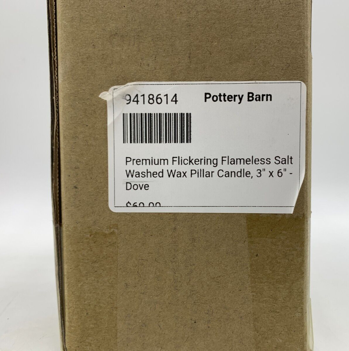 Pottery Barn Premium Flickering Flameless Wax Pillar Candle Dove 3 x 6 in #9085T