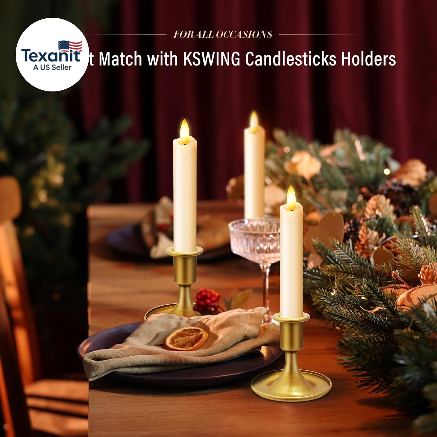 Upgraded Real Wax Short LED Flameless Taper Candles with Remote, 6 PCS Ivory Can