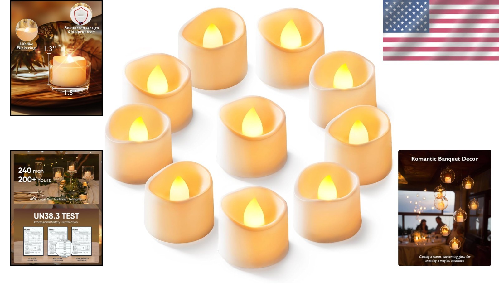 200+ Hour Flickering LED Tea Lights – Pack of 24 for Safe Indoor & Outdoor Decor
