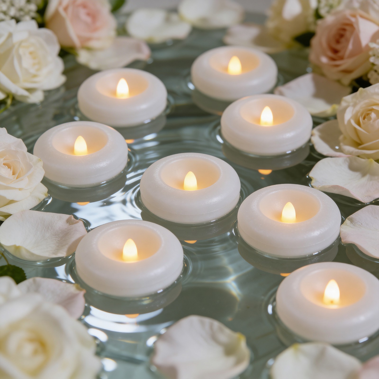 LED Floating Candles Flameless Tealights 2.75″, Water Activated Waterproof 12PK