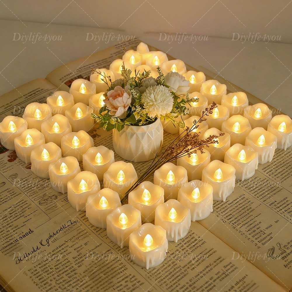 12Pcs Flameless LED Candle Tea Lights Flicker w/ Remote Control Battery Operated