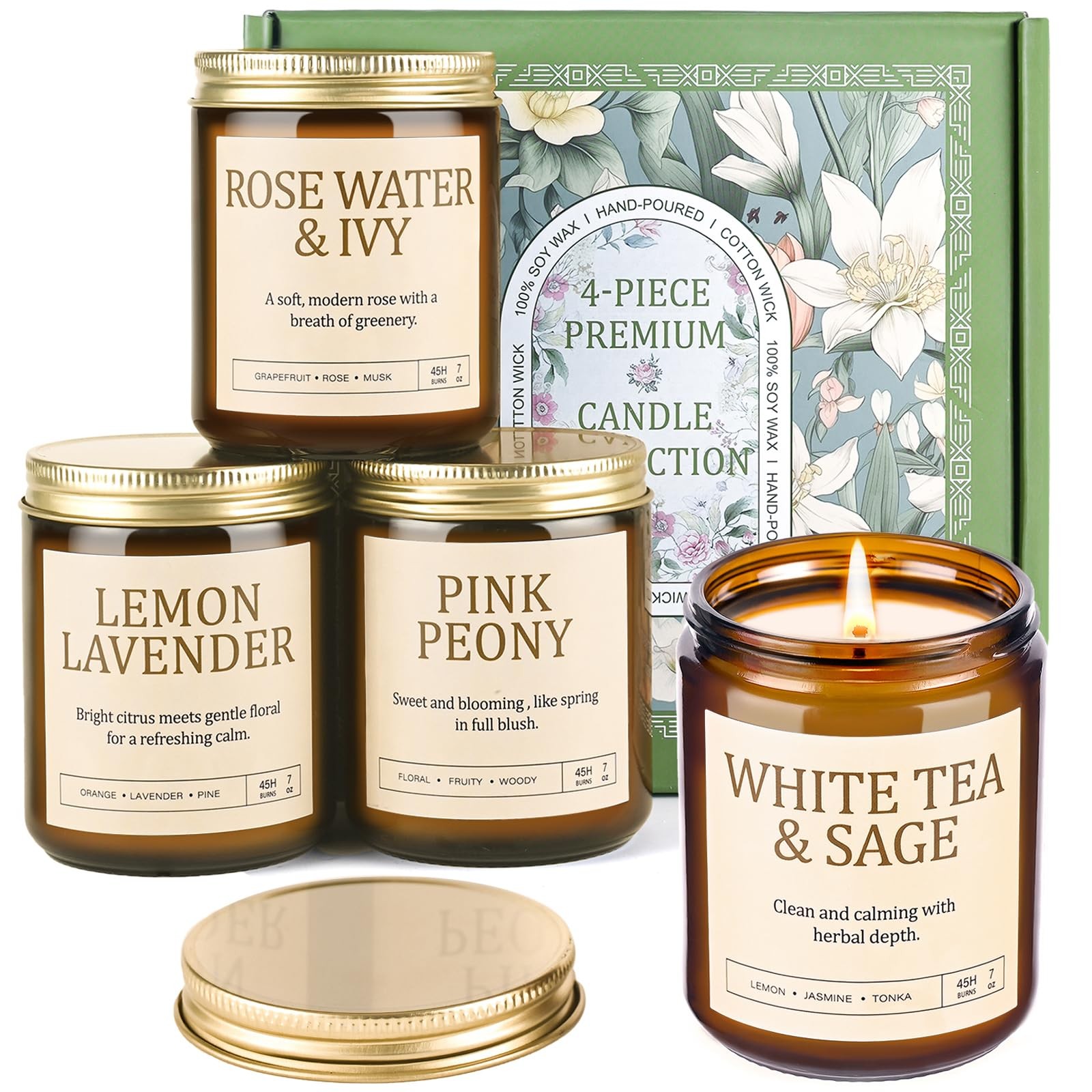 4 Pack Scented Candles for Women: 28oz Natural Soy Candles for Home Scented, Up