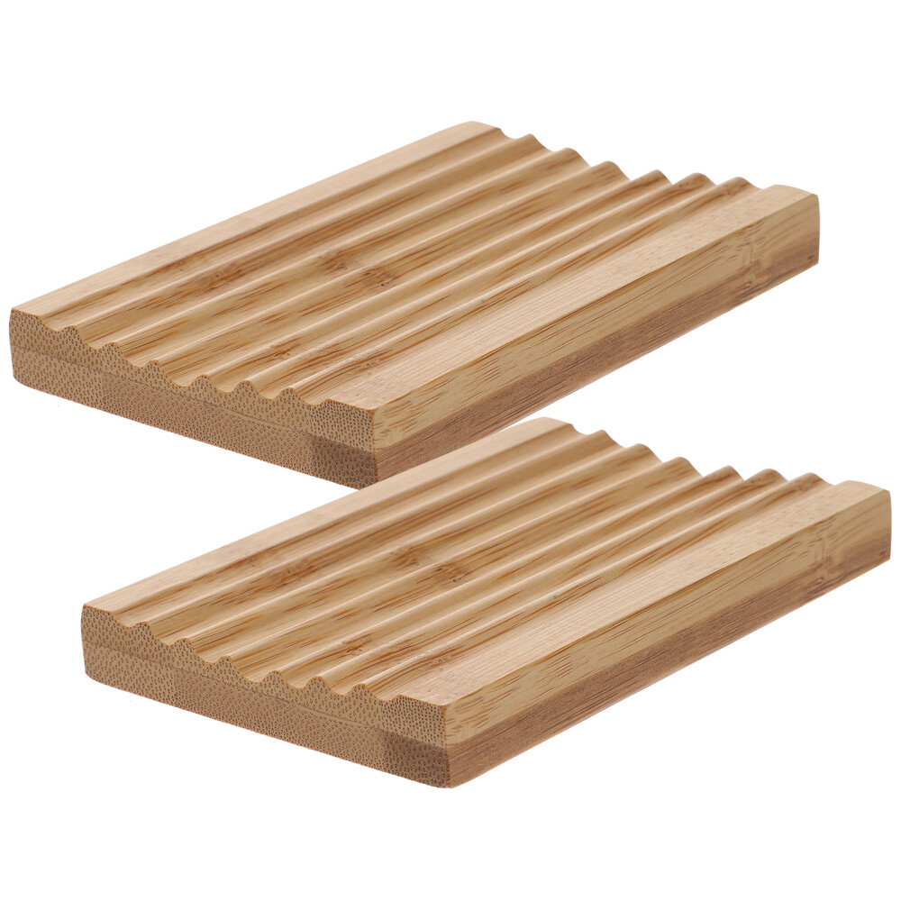 2pcs Tray Bamboo Dish Soap Holder Bamboo Soap Dish Bar Soap Holder