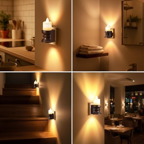 Meonum Flickering Flameless Candle Night Light Plug in, Dimmable LED Nightlight