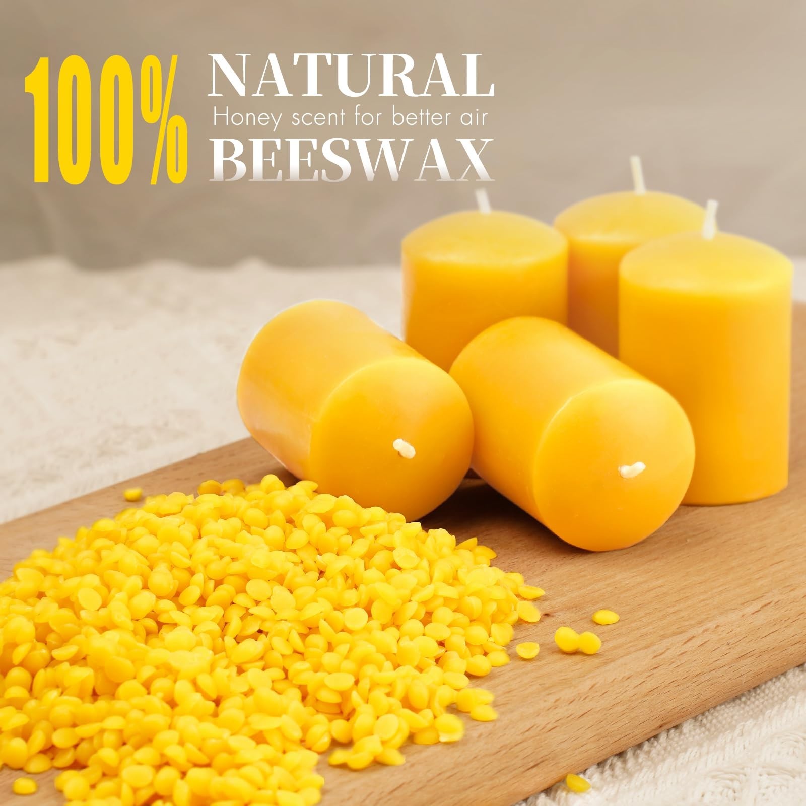 Bulk Beeswax Votive Candles 24 Pack | 8+ Hour Burn, Non-Toxic, Unscented, Lead-F