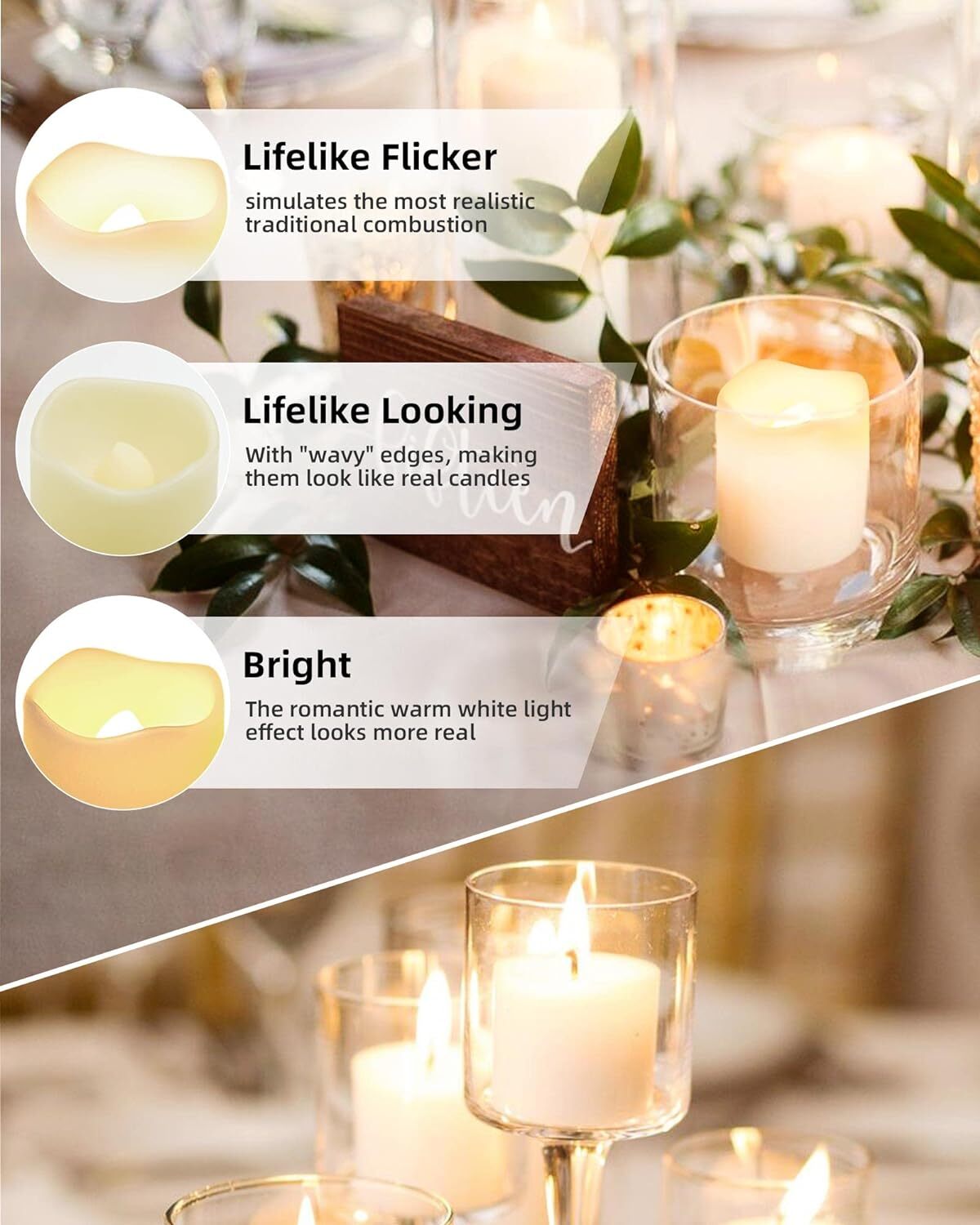 24pcs Flameless Votive Candles, Flameless Flickering Electric Fake Candle- 200hr