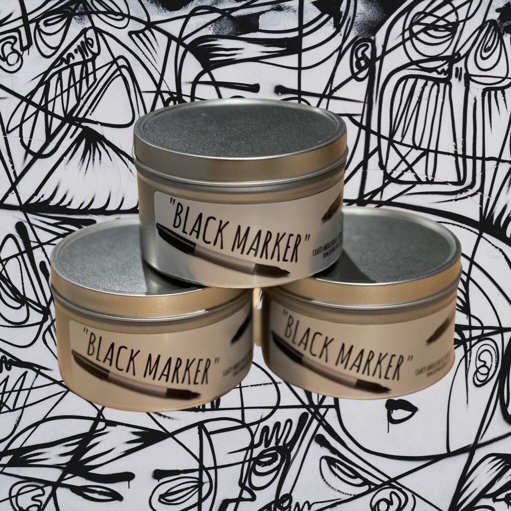 Black marker scented candle: the smell of art