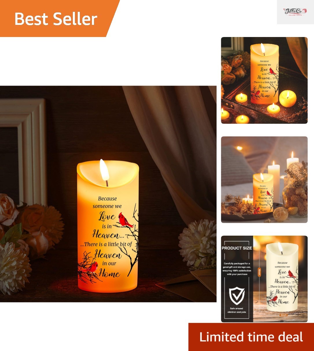 Portable Touch-Control LED Cardinal Candle – Comfort Gift for Loss of Loved One
