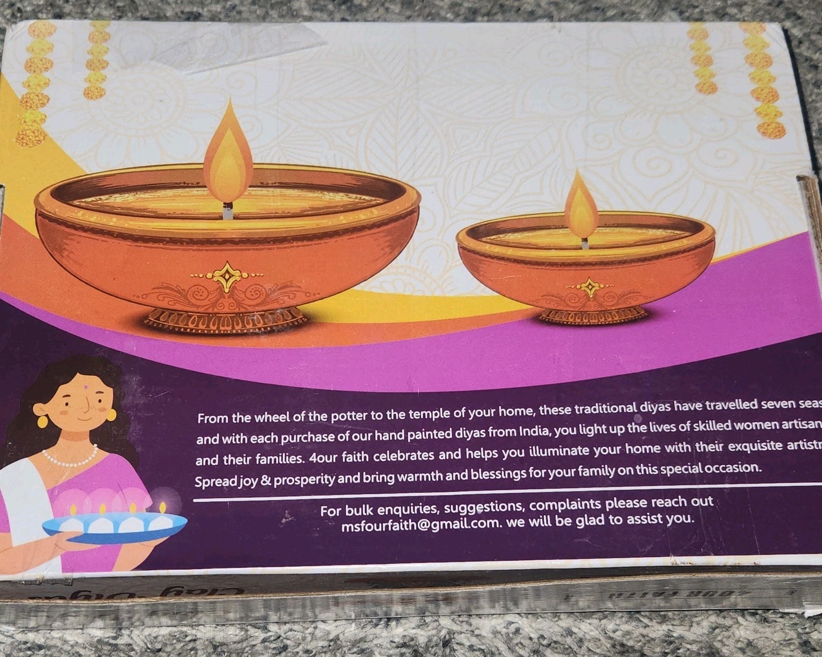 4Our Faith Clay Diyas Hand Painted Set Of 6 Candles India