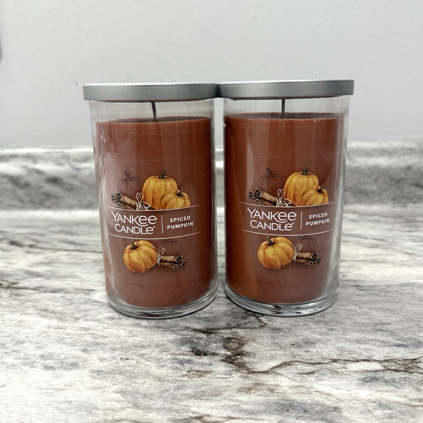 LOT OF 2-NEW-Yankee Candle SPICED PUMPKIN Large 14.25oz! Fall scents!