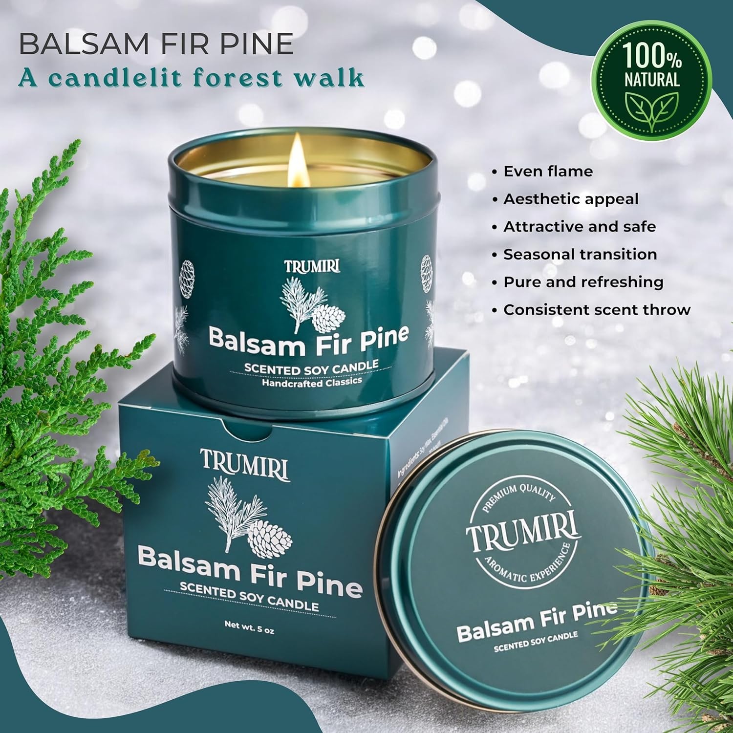 Huge Sale Balsam Fir Pine Soy Wax Scented Candle Perfect Gift for Fall,Christmas
