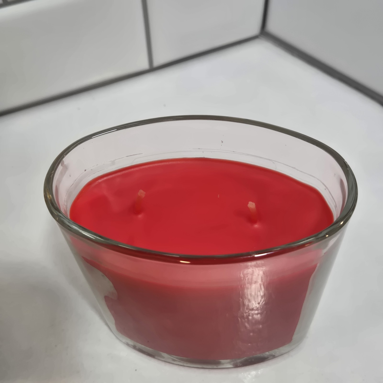 Colonial Candle 2 Wick “Red Rouge” 8oz Glass Oval Jar Holly Berry Scent Holiday