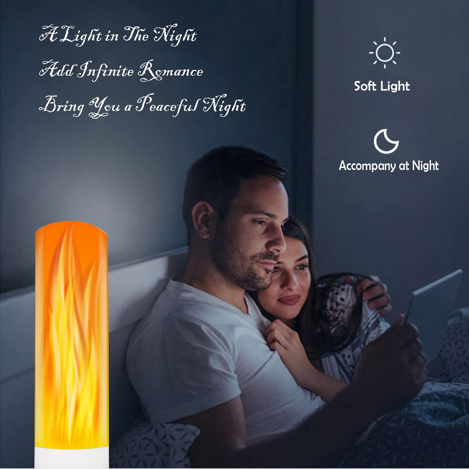 USB Flame Effect Light USB Flame Candle Bulb Flameless Tea Lights Candles Fli…