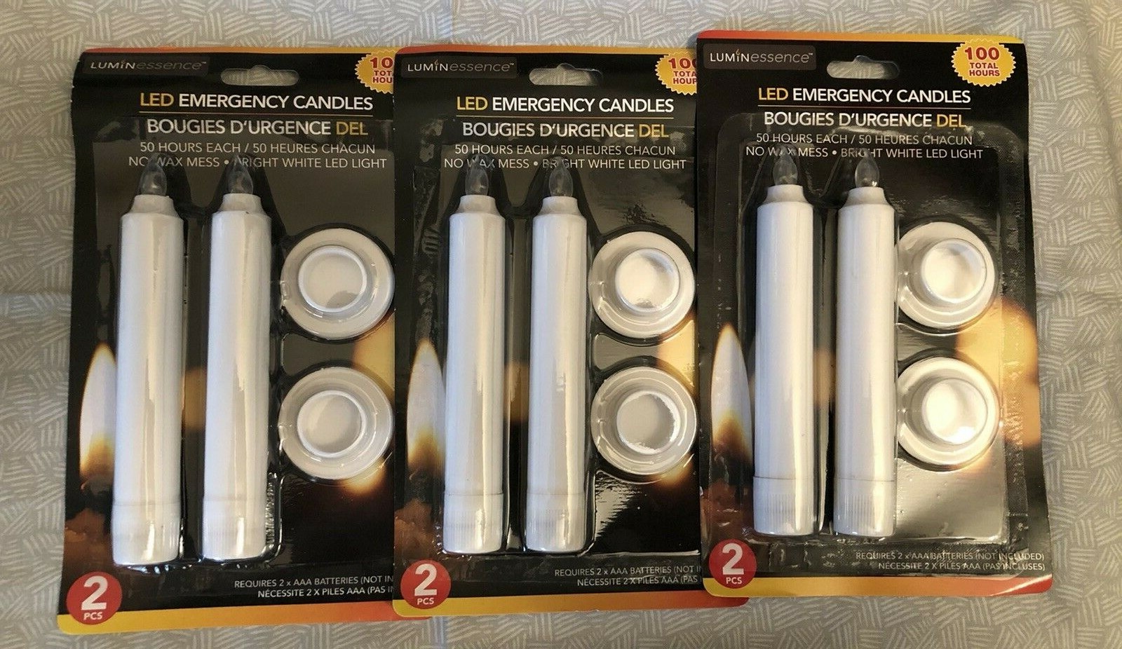 LED Emergency Candles 3 pack, 6 total, White LED Light, Uses AAA Batteries