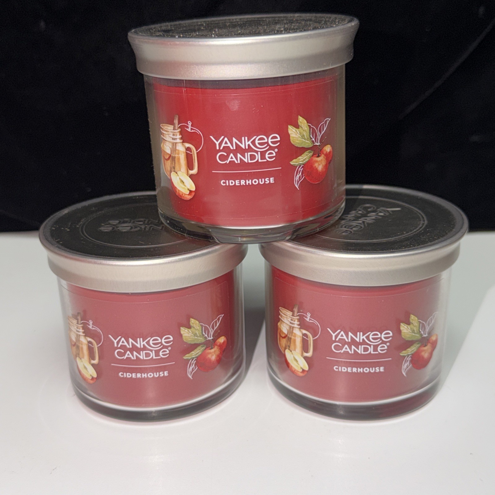 LOT OF 3–Yankee Candle CIDERHOUSE Small Tumblers 4.3oz Each FREE SHIPPING