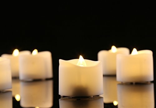 Pack 12 Flameless LED Tea Candles for Outdoor Indoor Fake Candle in Warm White