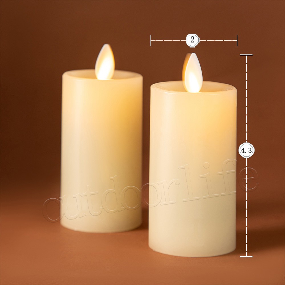 Luminara Flameless Classic Slim Pillar Wax Votive Candles with Realistic Flame
