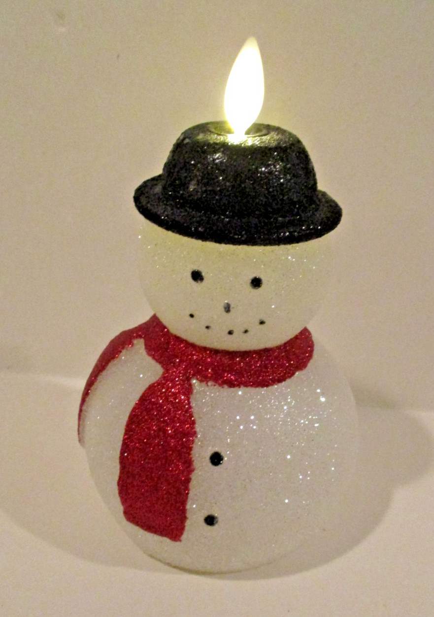 Luminara Snowman Figural Flameless LED Candle 6″ Real Wax Moving Flame Timer US