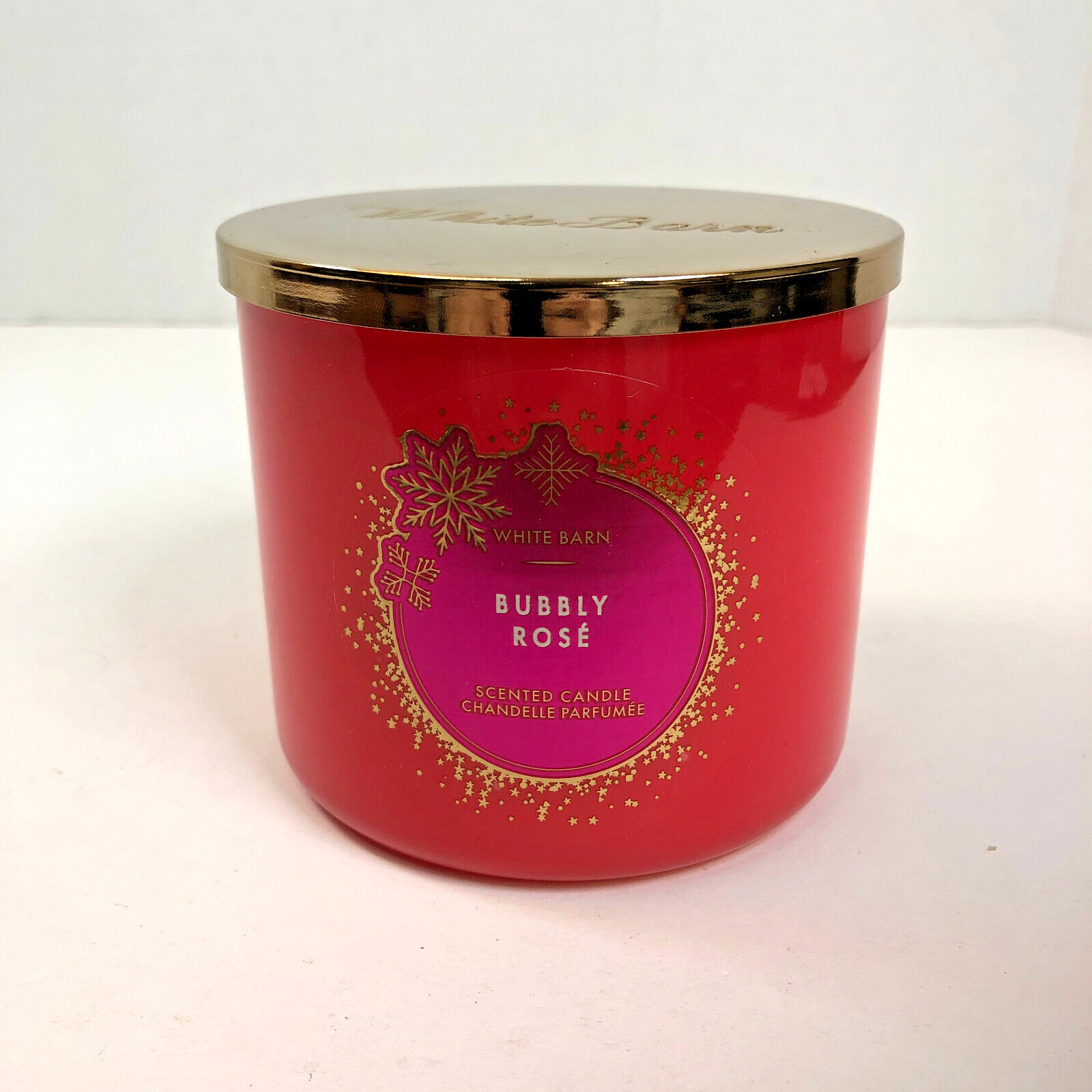 1 Bath & Body Works White Barn 3 Wick Bubbly Rose Candle 14.5 oz