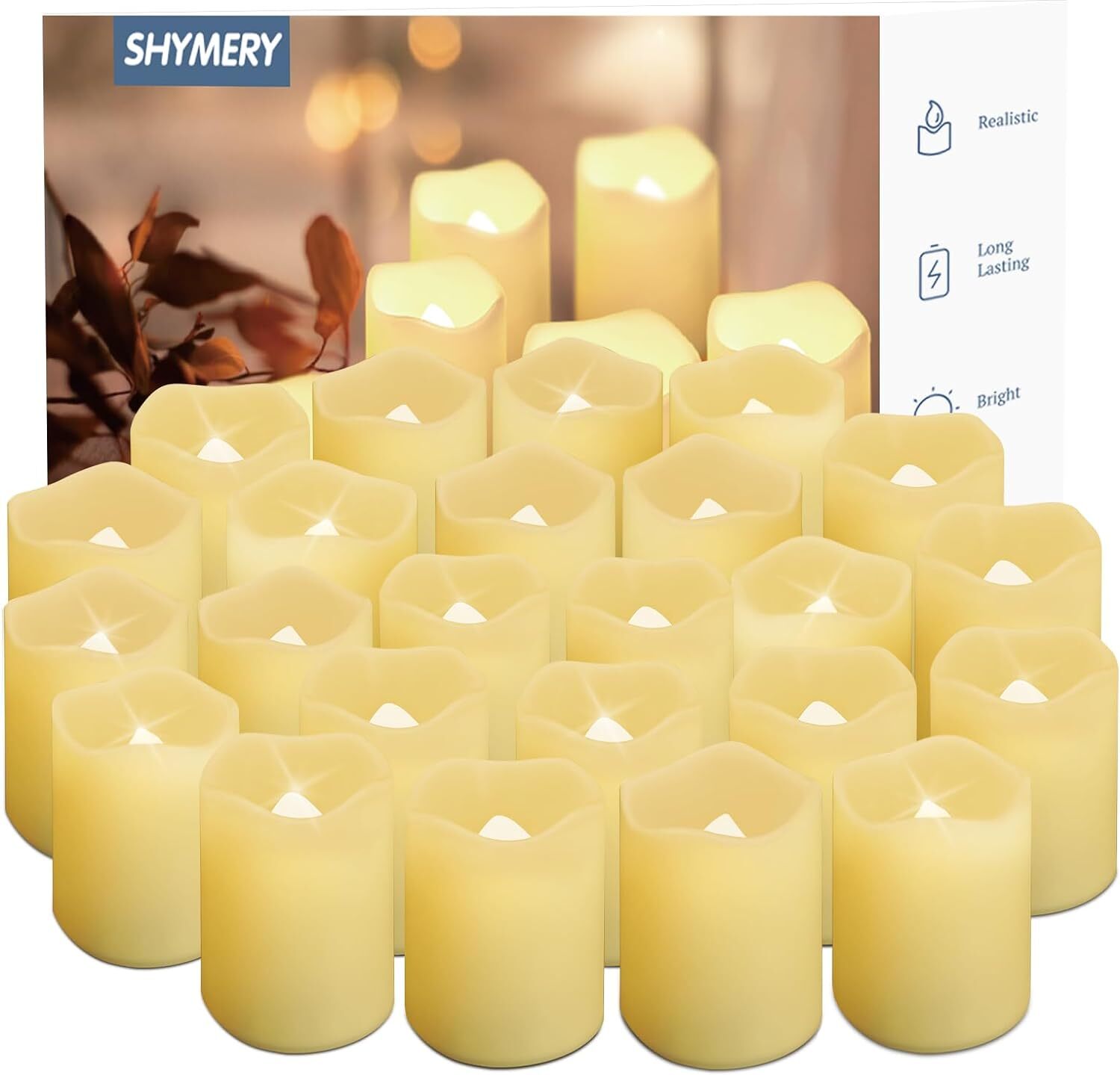 24pcs Flameless Votive Candles, Flameless Flickering Electric Fake Candle- 200hr