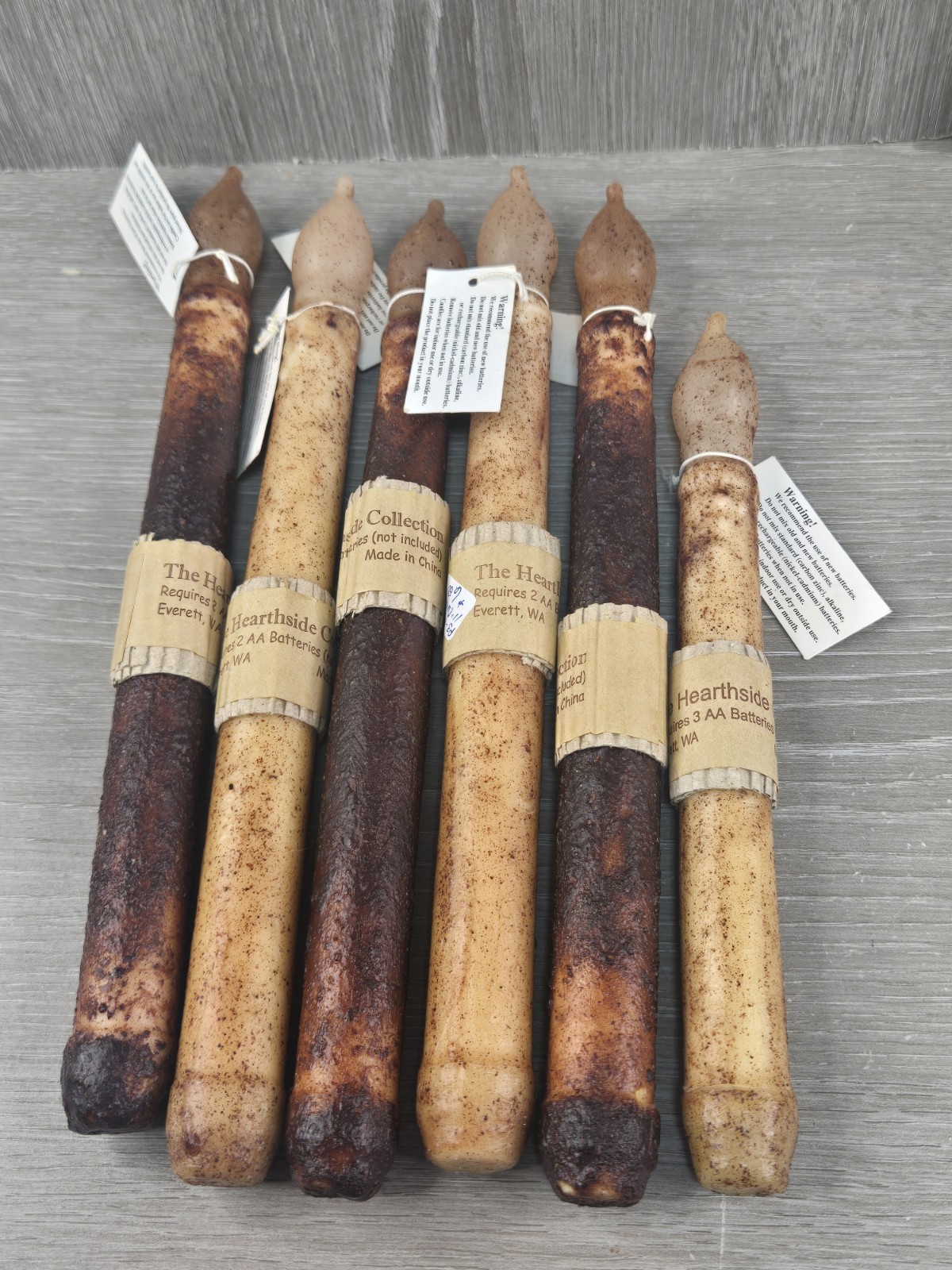 Hearthside Collection Dark Brown & Burnt Ivory Tall LED Candles Lot of 6