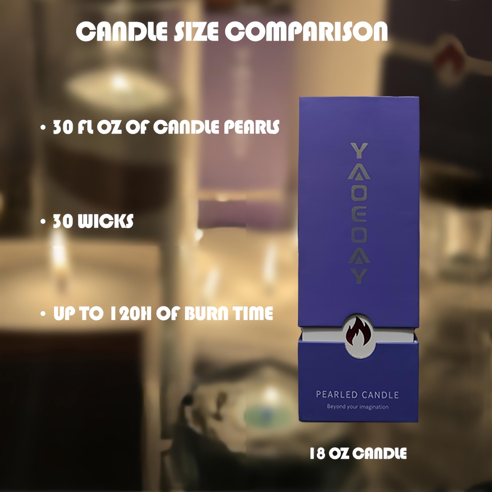 Pearl Candle 18 oz. Long-Lasting Fragrance up to 120 Hours – Includes 30 refi…