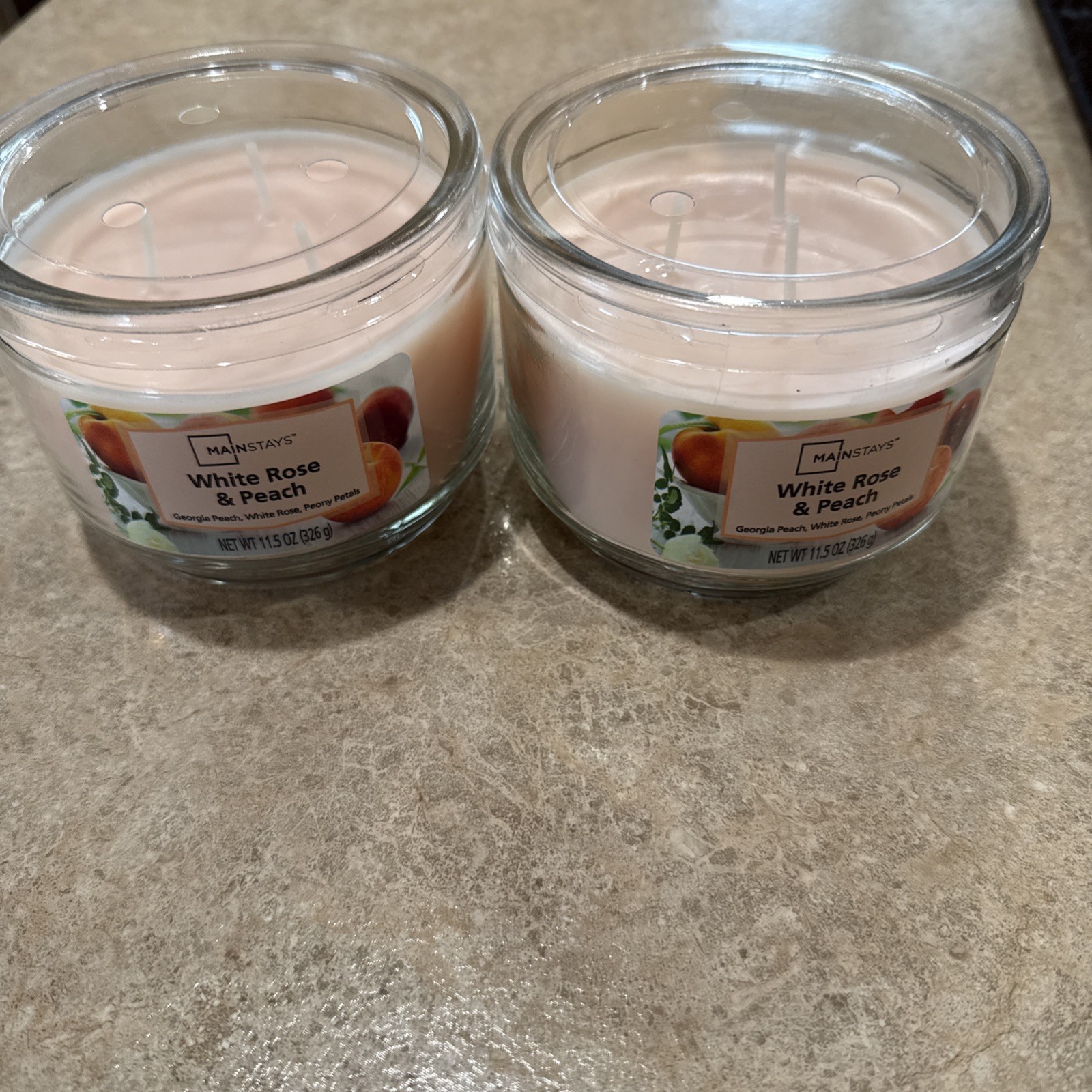 (2 pack) Mainstays White Rose & Peach 3 Wick Candle, 11.5 oz,Father’s Day