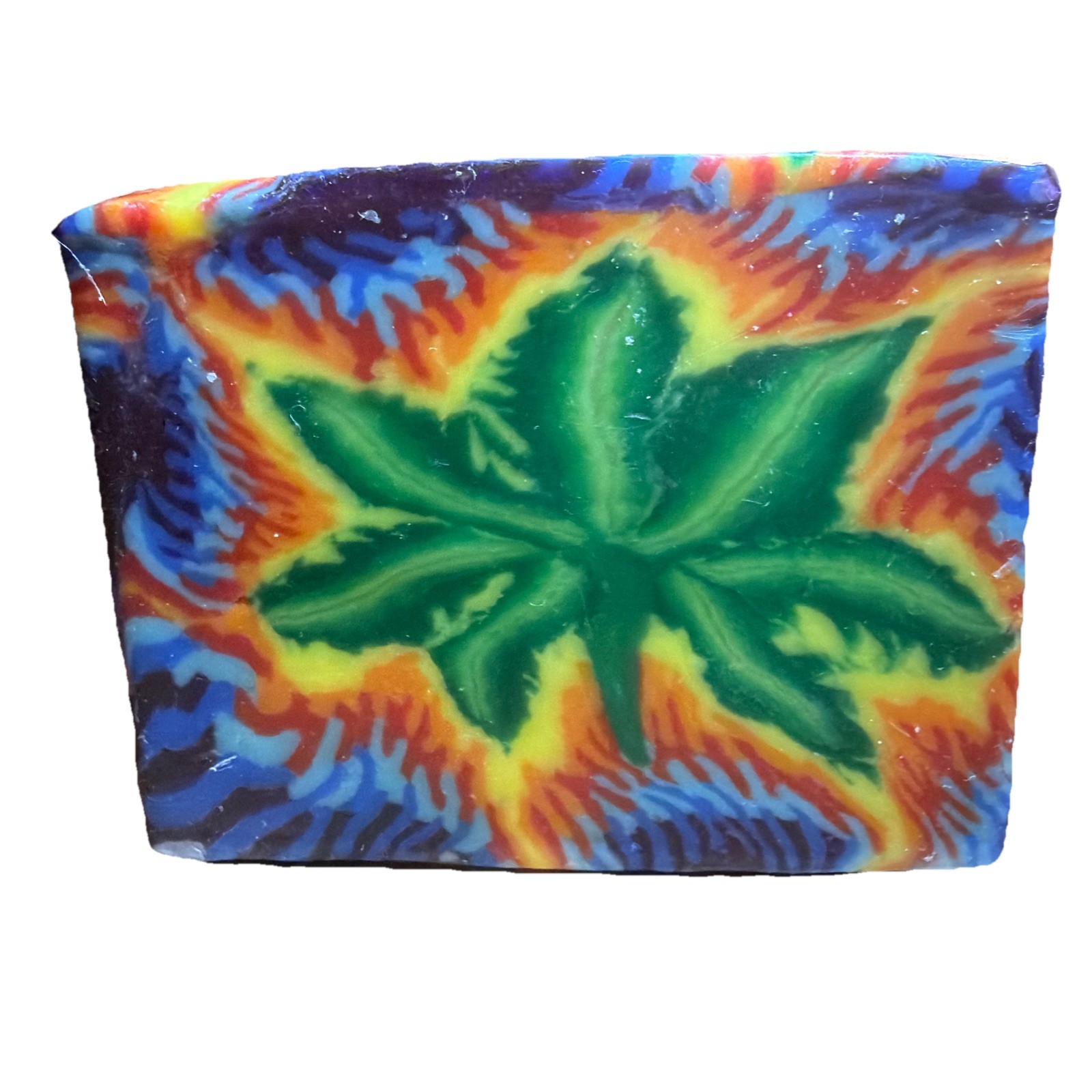 3” Square Rainbow Leaf Candle Boho Nature Y2K